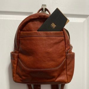 FRYE Cognac Leather Backpack.